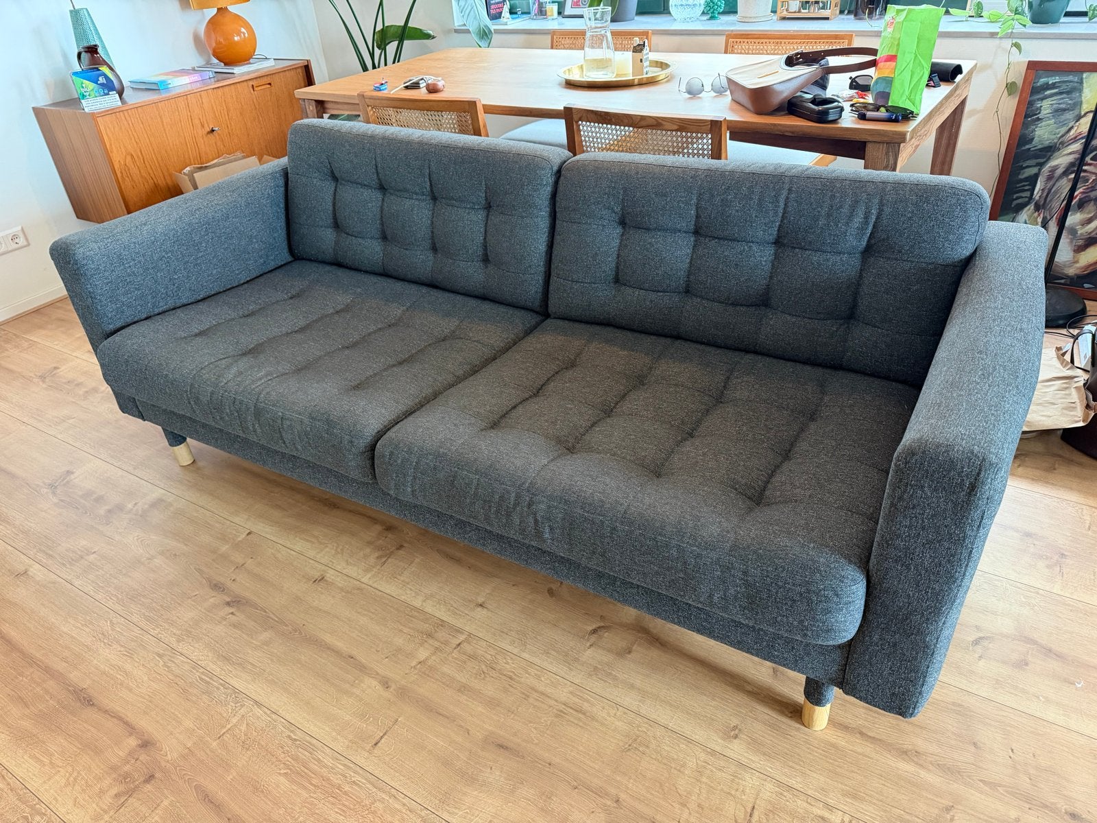 Ikea Landskrona 3-seat Sofa - Grey, Huis en Inrichting, Banken | Bankstellen, Ophalen, Gebruikt, Driepersoons, 75 tot 100 cm