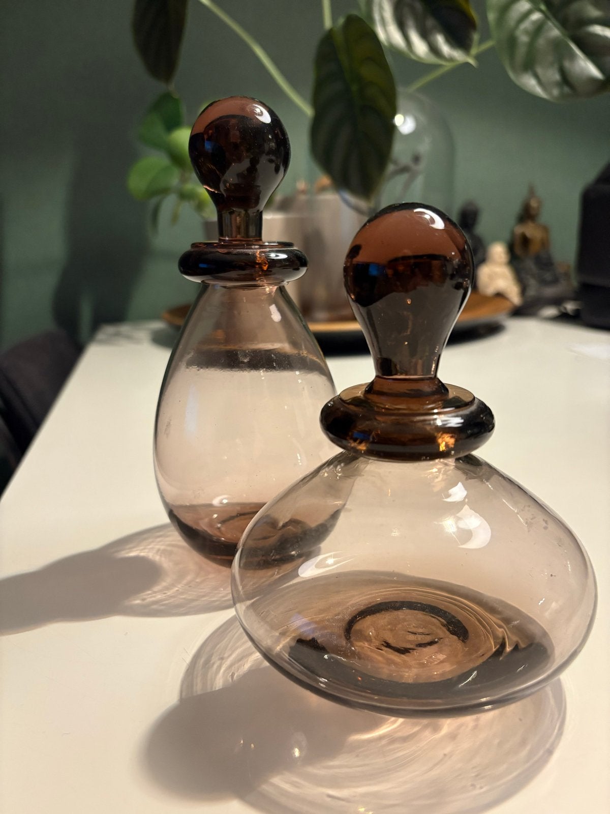 Set van 2 vintage glazen flessen met stop, Ophalen
