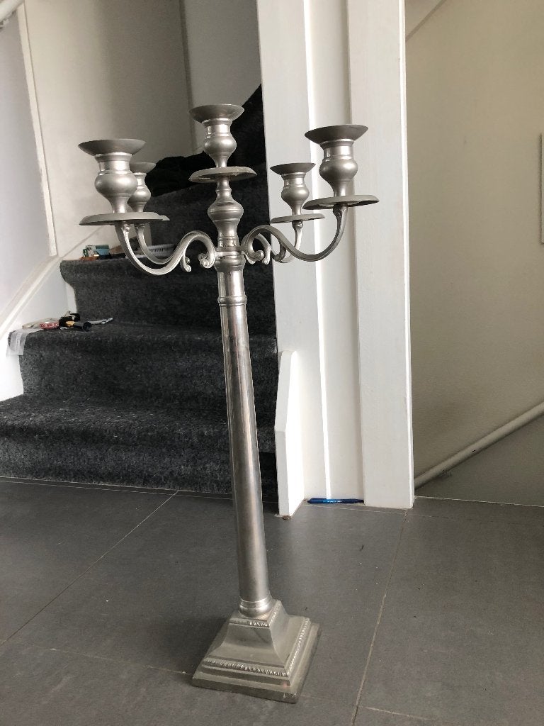 Kandelaar verzilverd hoffz stijl, Gebruikt, Ophalen of Verzenden, 81 cm, Kandelaar