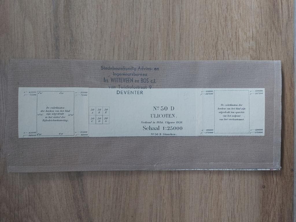 50D Ulicoten Meerle Hoogstraeten Bolk  Stafkaart uit 1938, Topografische Dienst Nederland, Ophalen of Verzenden, 1800 tot 2000