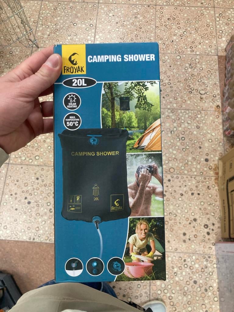 Nieuwe Froyak Camping Douchezak 20L - Solar Verwarming, Caravans en Kamperen, Kampeeraccessoires, Ophalen of Verzenden, Nieuw