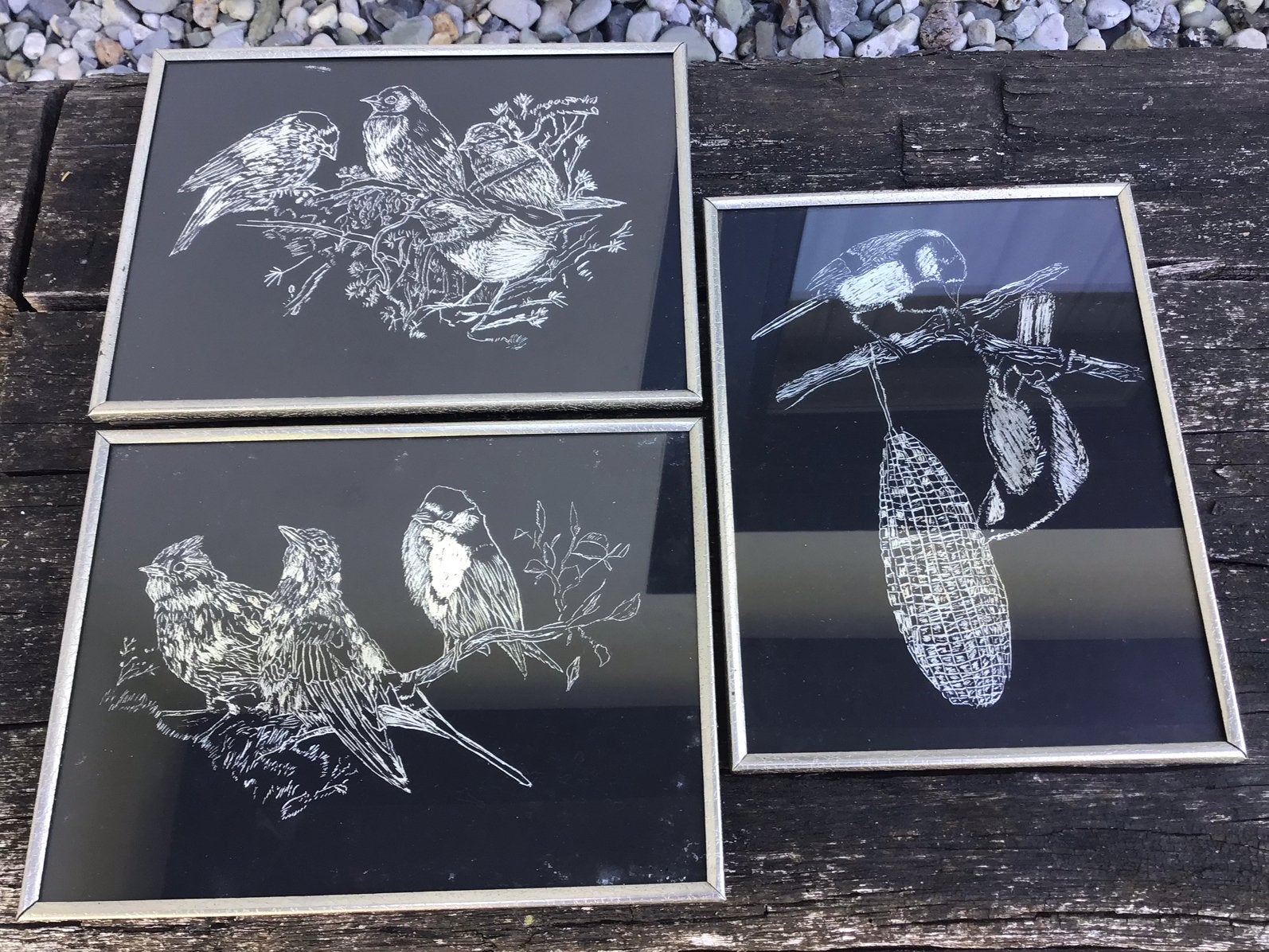 3 vogel schilderijen, Ophalen of Verzenden, Zo goed als nieuw, Minder dan 50 cm, Schilderij