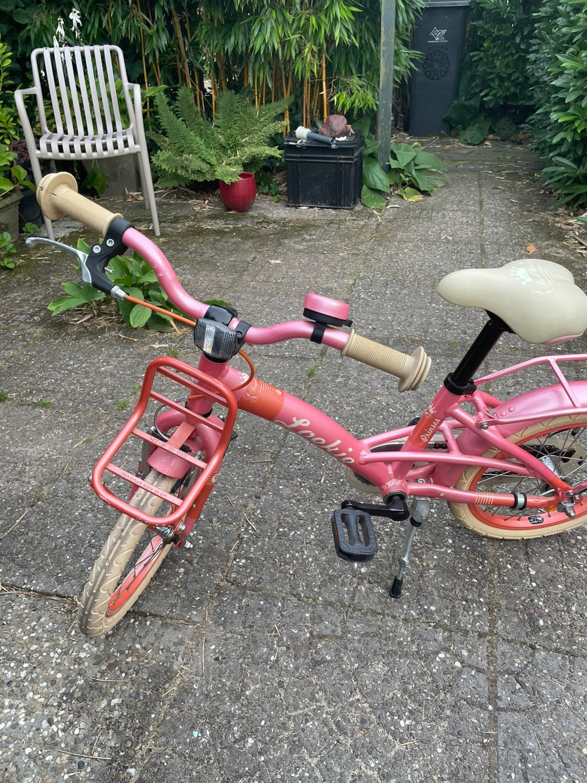 16 inch Loekie princes kinderfiets.roze Met terugtrap rem, Fietsen en Brommers, Ophalen, Terugtraprem, Zijwieltjes, 16 tot 20 inch