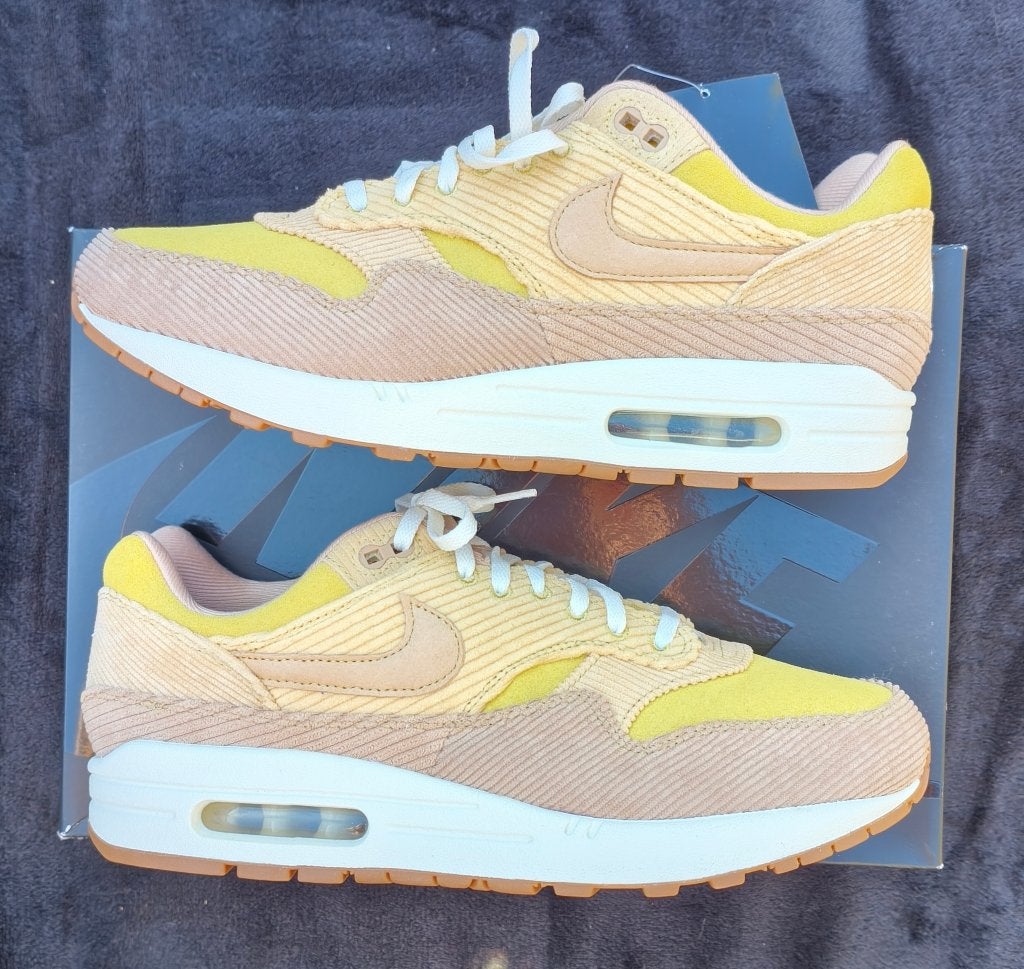 Nike Air Max 1 Buff Gold Corduroy 44.5, Overige kleuren, Nike, Nieuw, Ophalen of Verzenden
