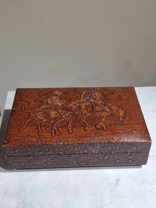 Vintage Spaanse Sigarendoos met Muziekdoos – Don Quichot, Ophalen of Verzenden, Gebruikt, Tabaksdoos of Verpakking