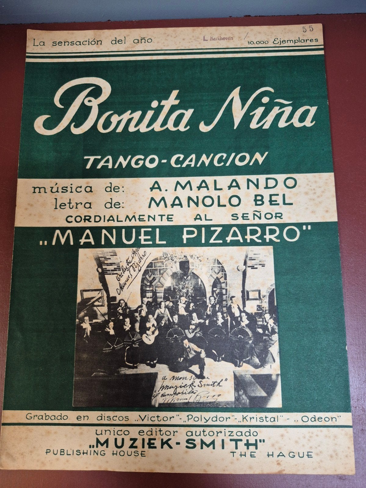 Bonita Niña Tango-Cancion bladmuziek (Piano), Ophalen of Verzenden, Gebruikt, Artiest of Componist, Piano