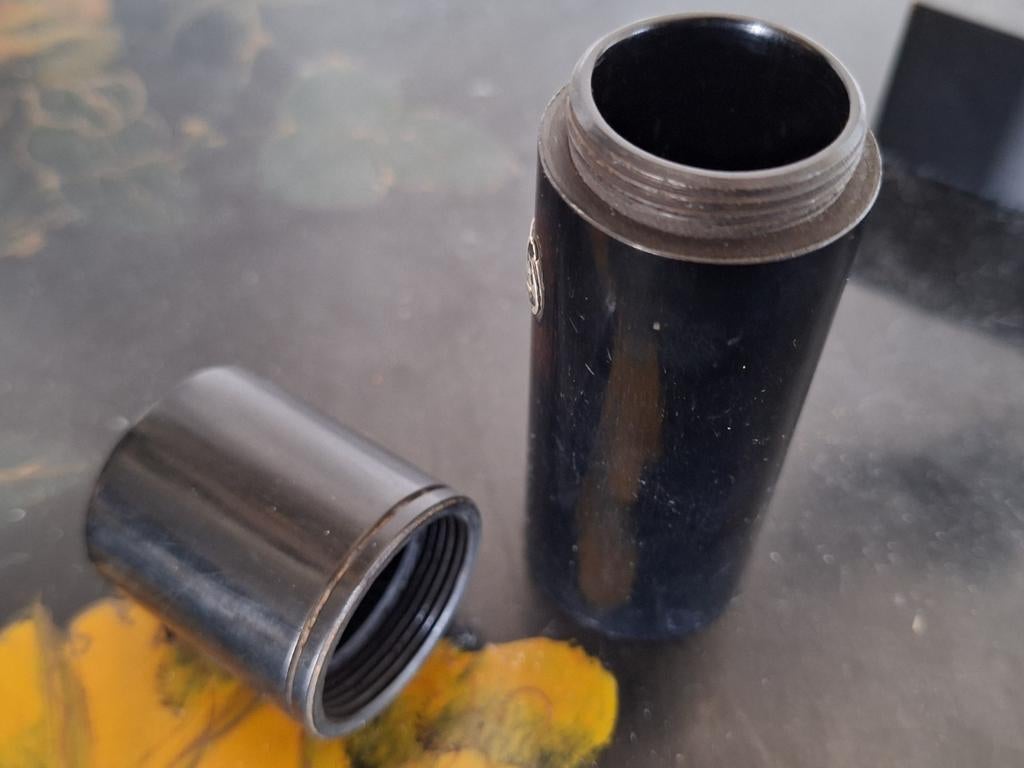 Antieke naaldenkoker met zilveren decoratie, Ophalen of Verzenden