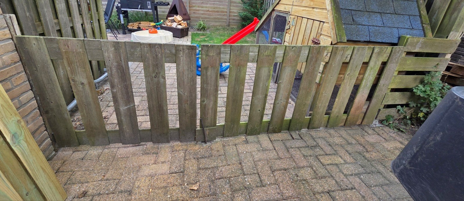 Houten tuinhek met poort, Met poort, Gebruikt, Ophalen of Verzenden, Tuinhek