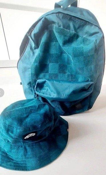 deep teal Vans Rugzak checkerboard plus bucket hat, Overige merken, 25 tot 40 cm, Ophalen of Verzenden, Zo goed als nieuw