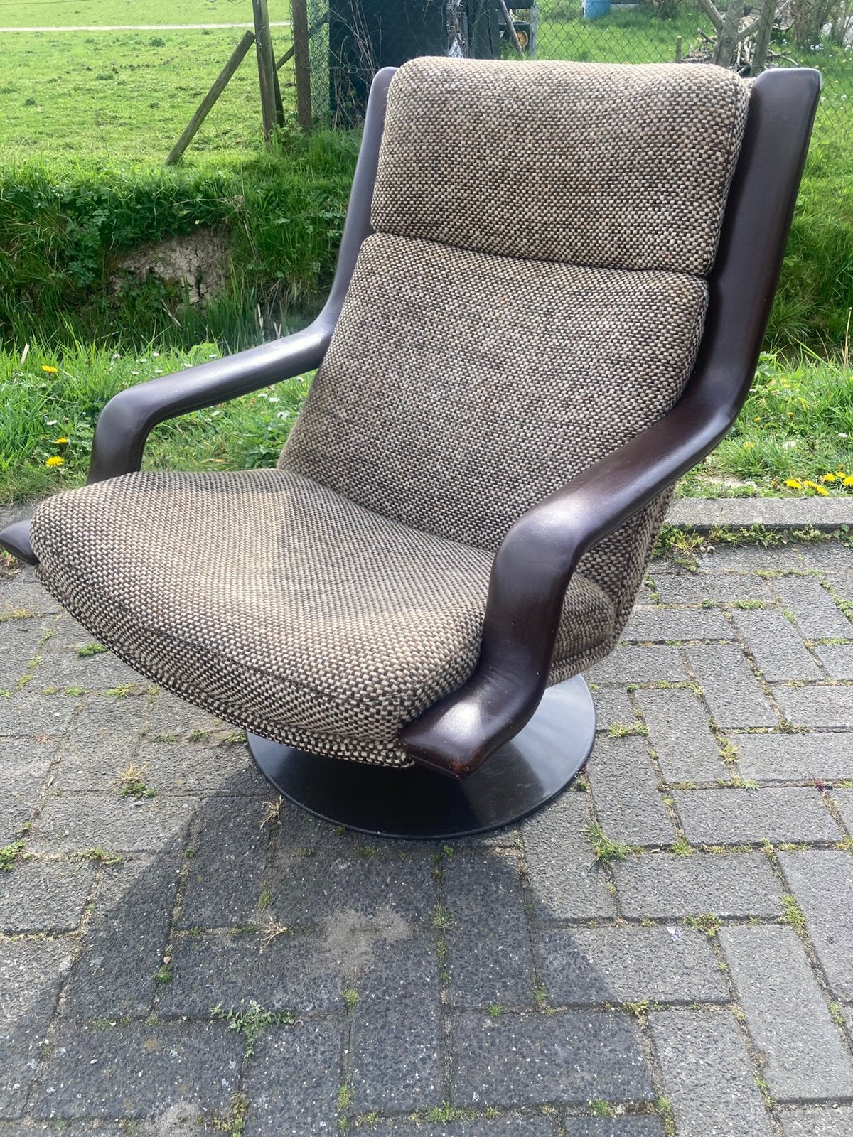 Vintage design Artifort (f140 ?) draai stoel / fauteuil, Huis en Inrichting, Fauteuils, Ophalen, Gebruikt, 75 tot 100 cm, 50 tot 75 cm