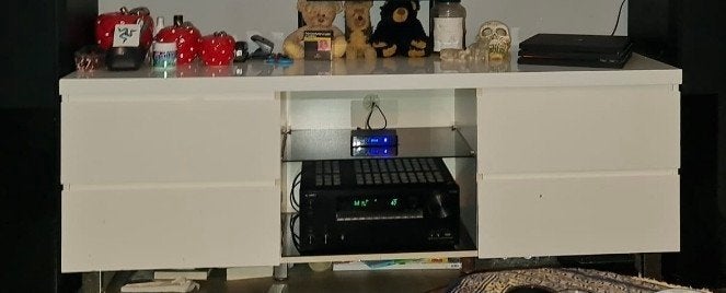 Hoogglans witte tv meubel 165cm, Ophalen, Overige materialen, Gebruikt, 150 tot 200 cm