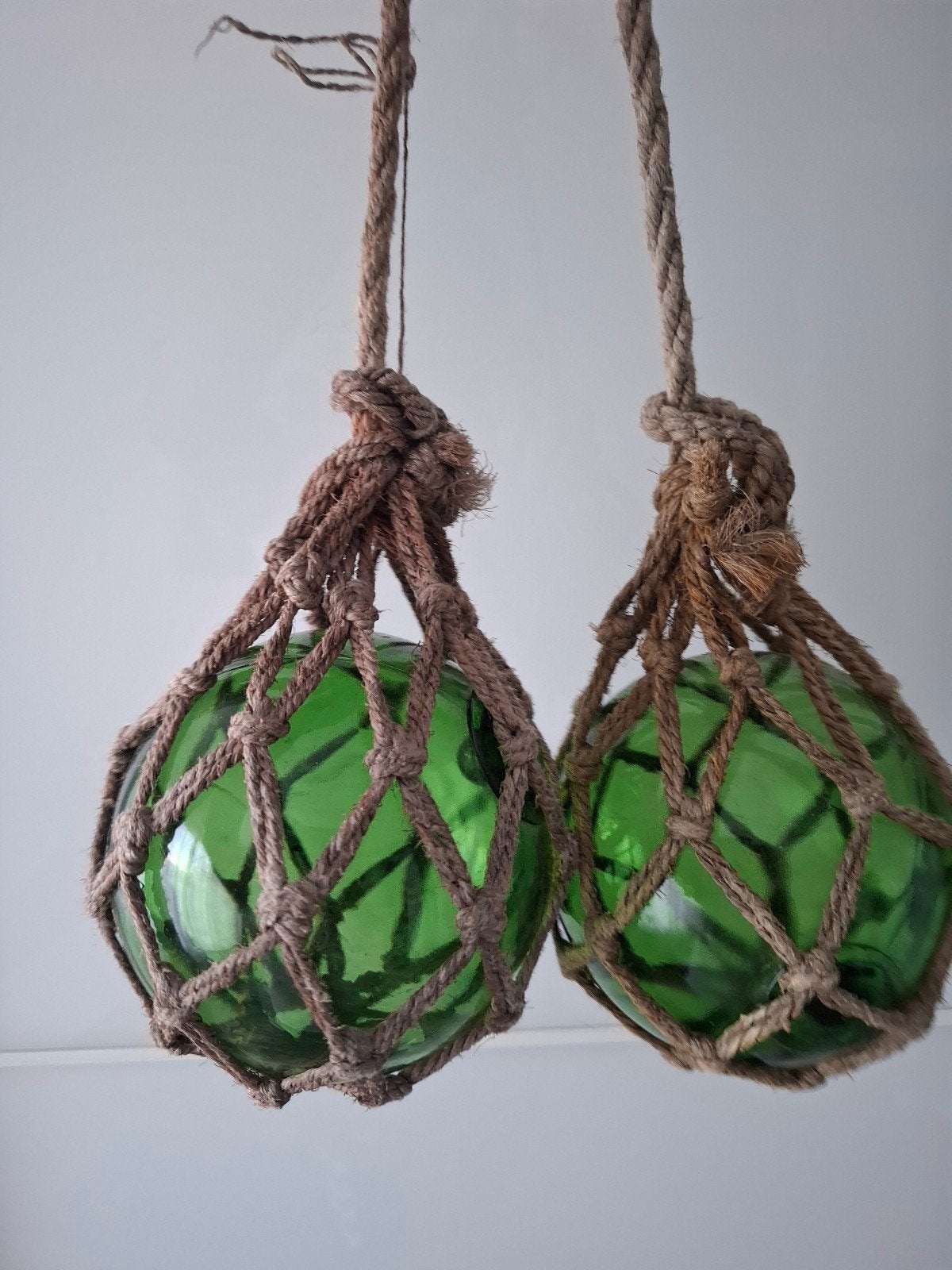 Decoratieve Glazen Visdrijvers in Touwnet (Set van 2), Ophalen of Verzenden