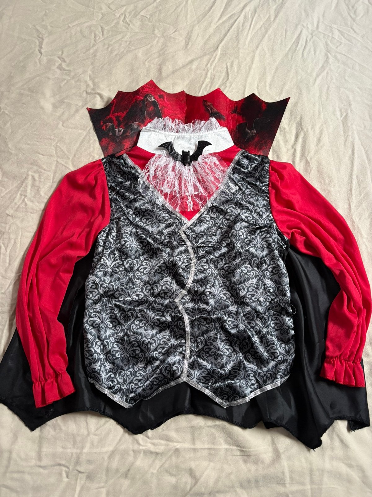 Halloween dracula kostuum (bovenstuk) 7-9jaar!, Ophalen of Verzenden, Zo goed als nieuw, Jongen of Meisje