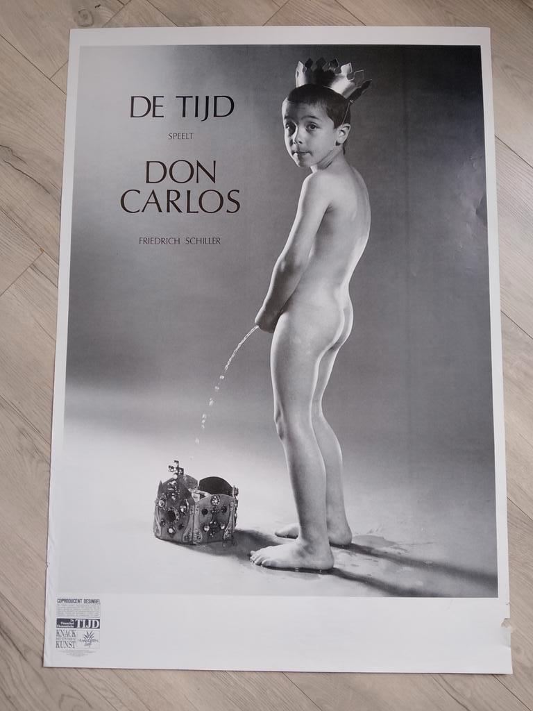 Vintage Theaterposter "De Tijd speelt Don Carlos", Ophalen of Verzenden, A1 t/m A3, Overige onderwerpen, Rechthoekig Staand