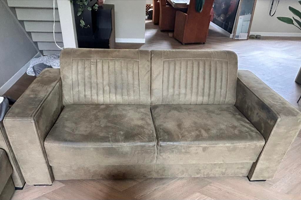 Gratis Twee groene banken, Huis en Inrichting, Ophalen, Gebruikt, 150 tot 200 cm, Tweepersoons