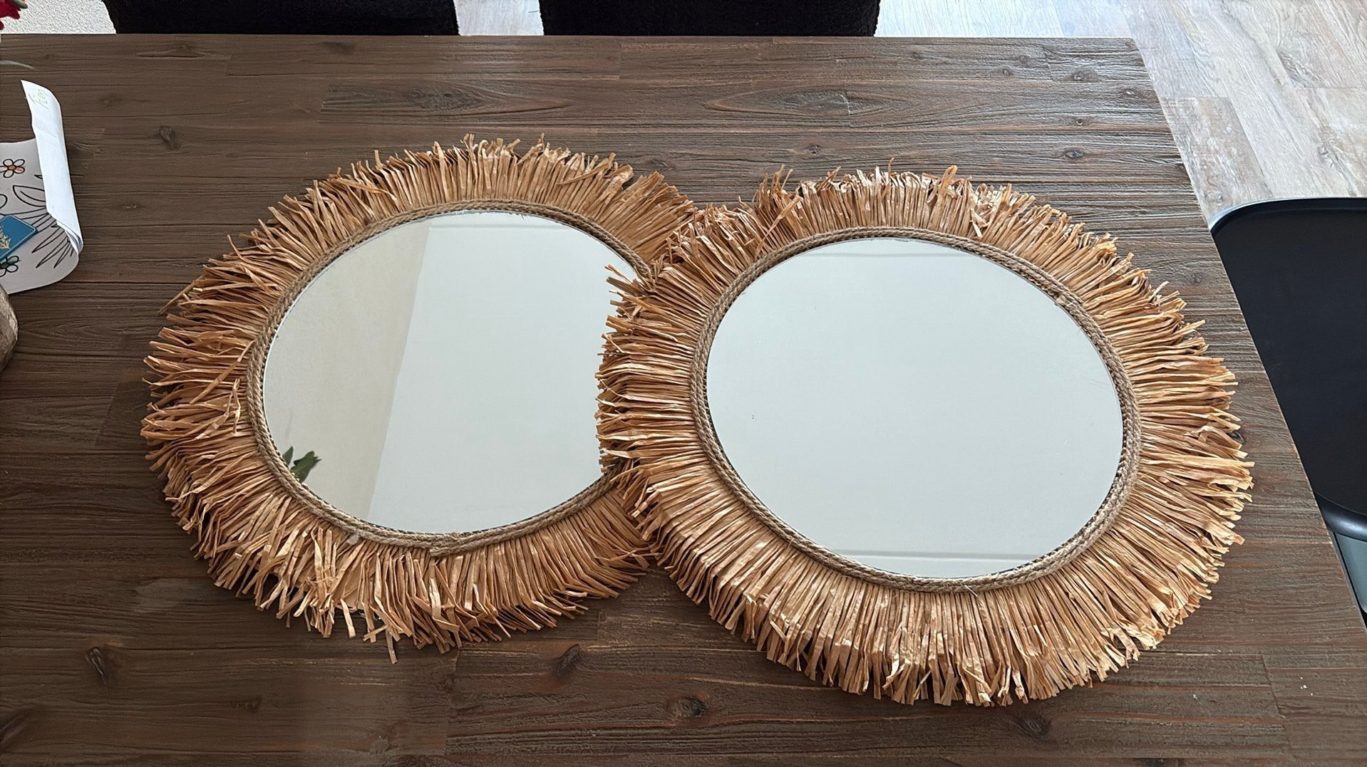 Spiegels met riet, Ophalen, Rond, Zo goed als nieuw, Minder dan 100 cm