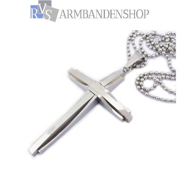 div rvs goud of zilver kruisjes rozenkrans sieraden ketting, Verzenden, Nieuw, Zilver, Overige materialen