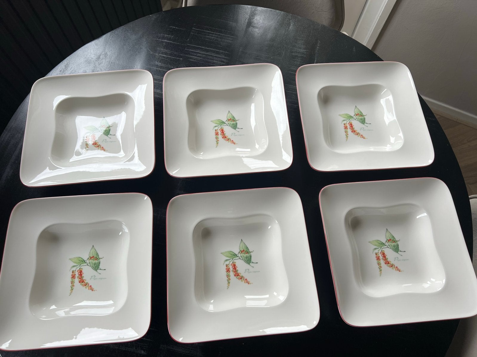 Vierkante diepe borden Villeroy & Boch Vivo Floral, Ophalen, Porselein, Overige stijlen, Bord(en)