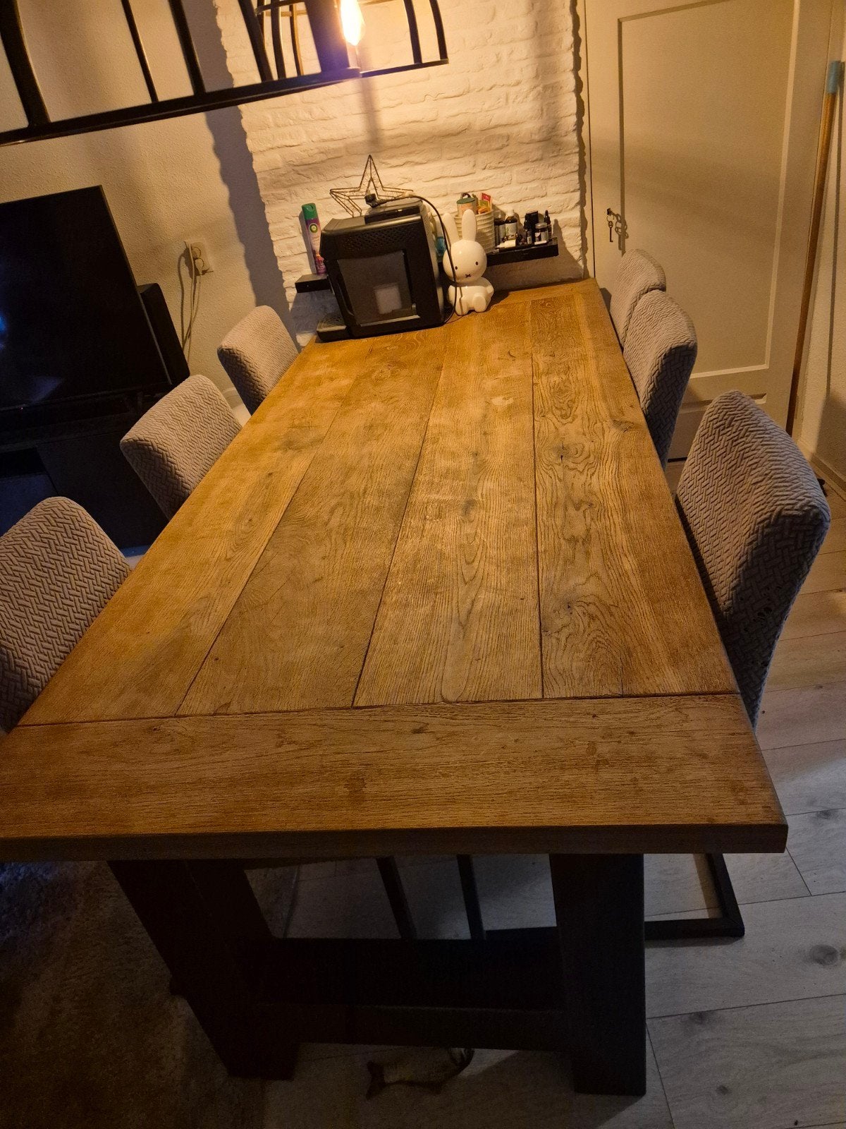 Robuuste eiken eettafel - 240x100 cm, Eikenhout, 200 cm of meer, Zo goed als nieuw, Vier personen