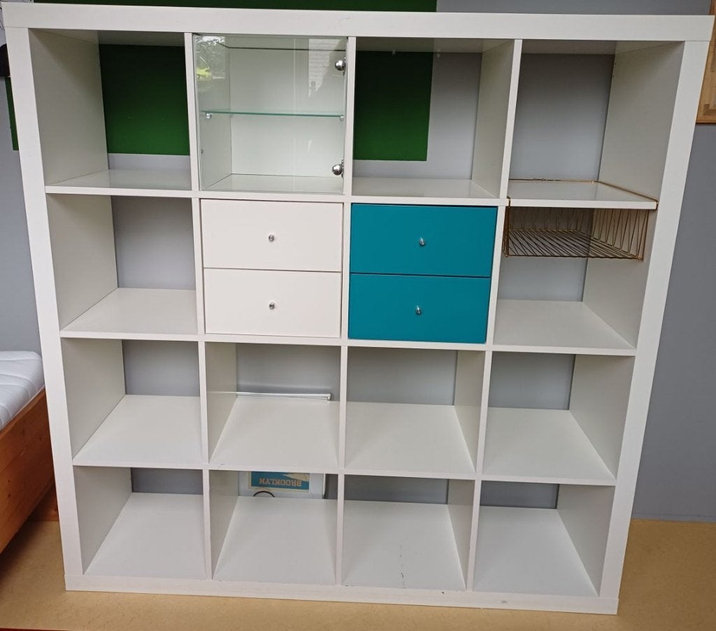 Expedit kast, Ophalen, Wit met gekleurde lades, Gebruikt, 100 tot 150 cm