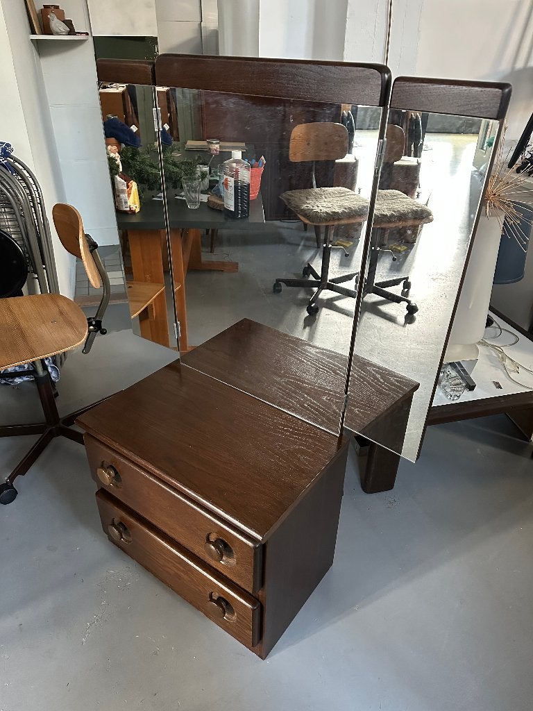 SALE: Vintage design jaren 70 kaptafel, ladekast met spiegel, Huis en Inrichting, Ophalen, Gebruikt, -, 100 tot 150 cm