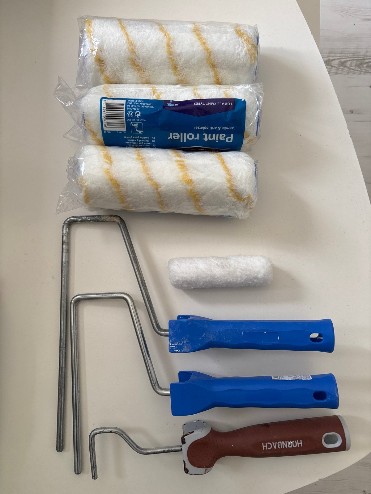 Verfrollers in 3 maten met nieuwe rollen, Ophalen of Verzenden, Gebruikt, Verfroller