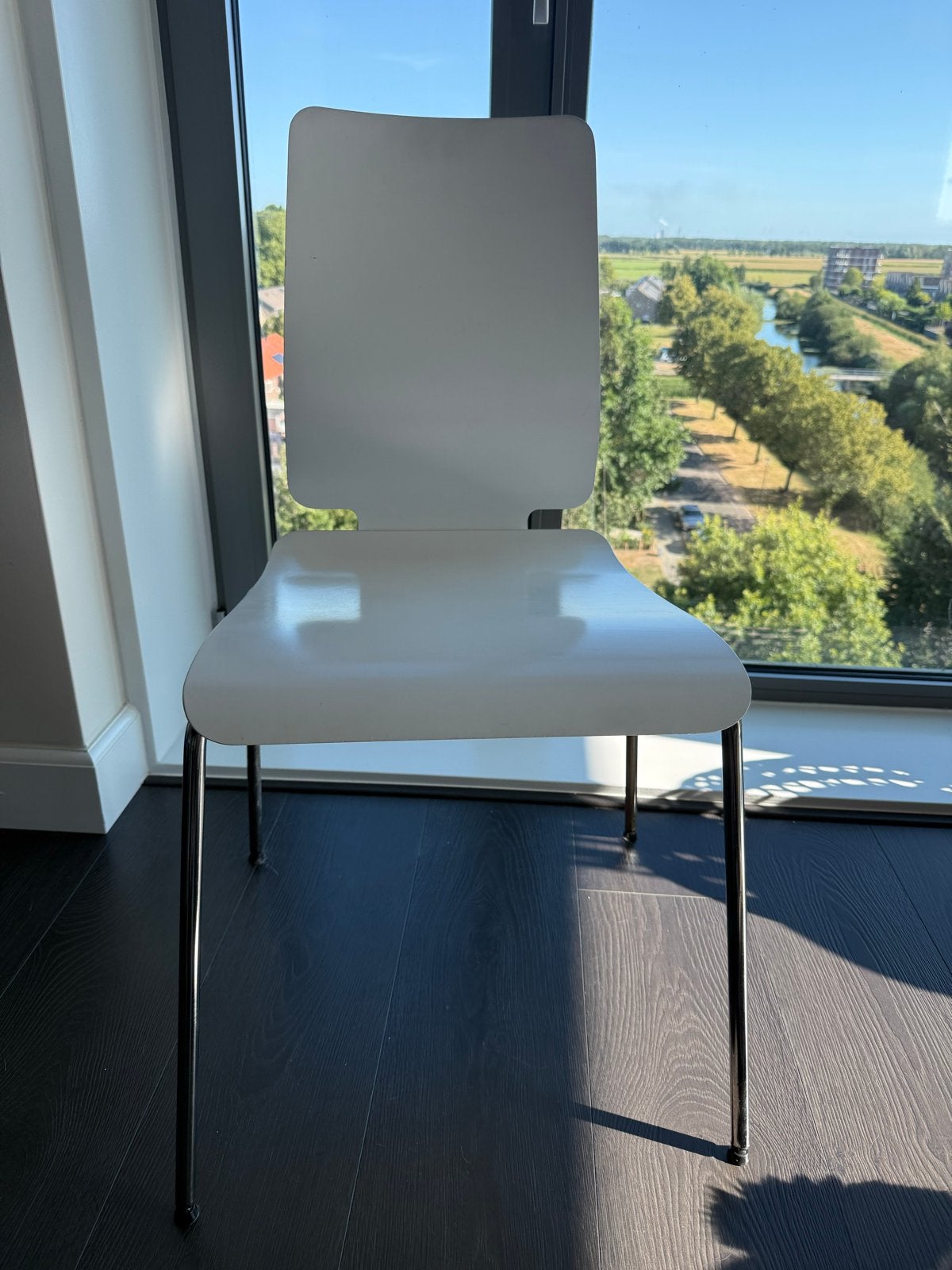4x ikea gilbert stapelstoel - wit met metalen onderstel, Ophalen, Gebruikt, Wit, Vier