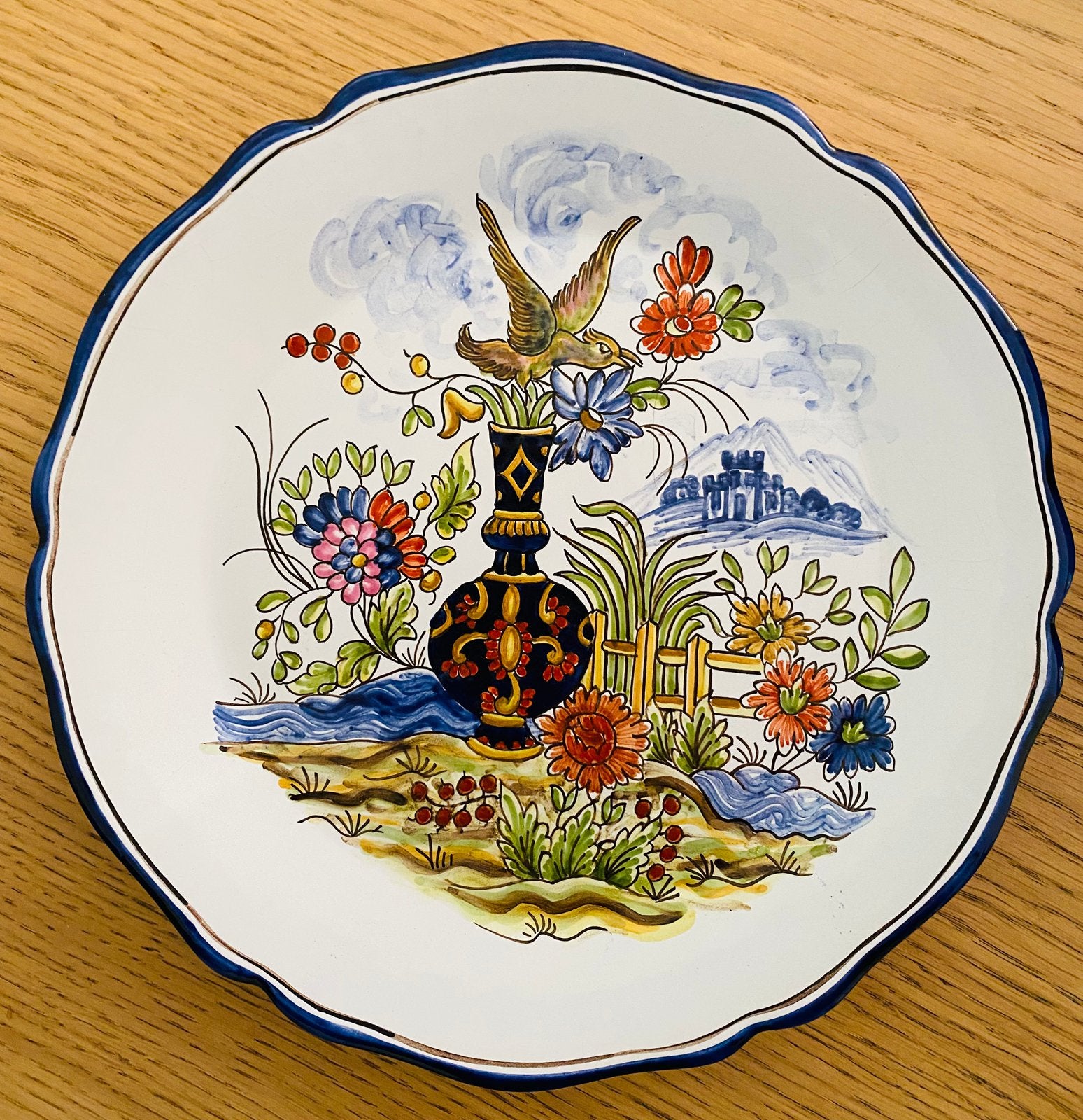 Prachtig Frans Wandbord - Handgeschilderd Faïence de Nevers, Antiek en Kunst, Ophalen of Verzenden