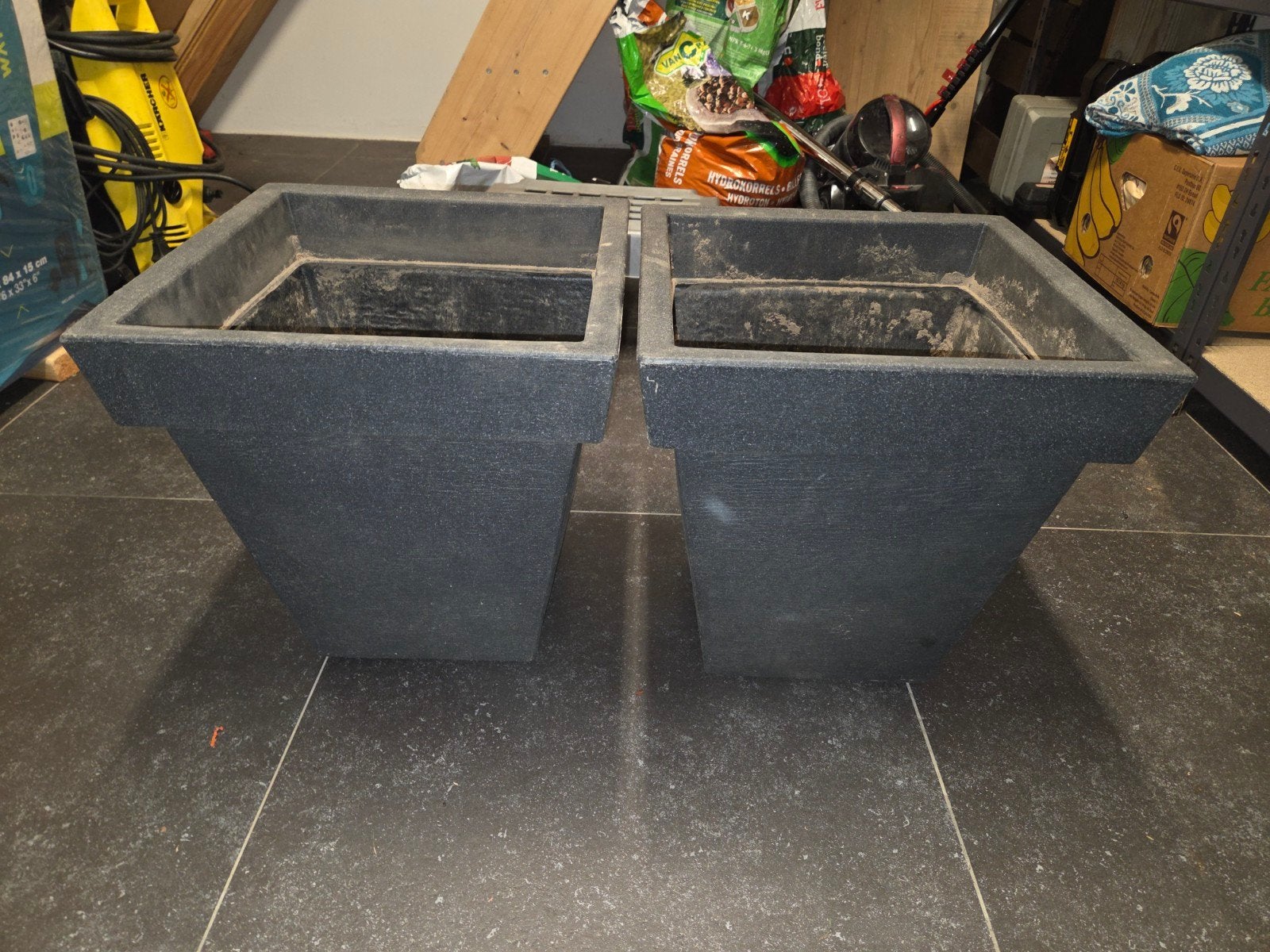 Antraciet kunststof plantenbakken (2 stuks), Tuin en Terras, Ophalen, Zo goed als nieuw, Kunststof, Balkon