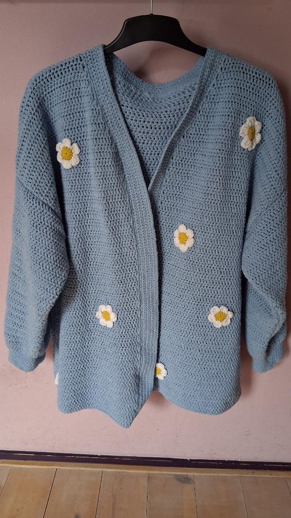 Gehaakt vest XL homemade, Zelfgemaakt, Blauw, Maat 46/48 (XL) of groter, Ophalen of Verzenden