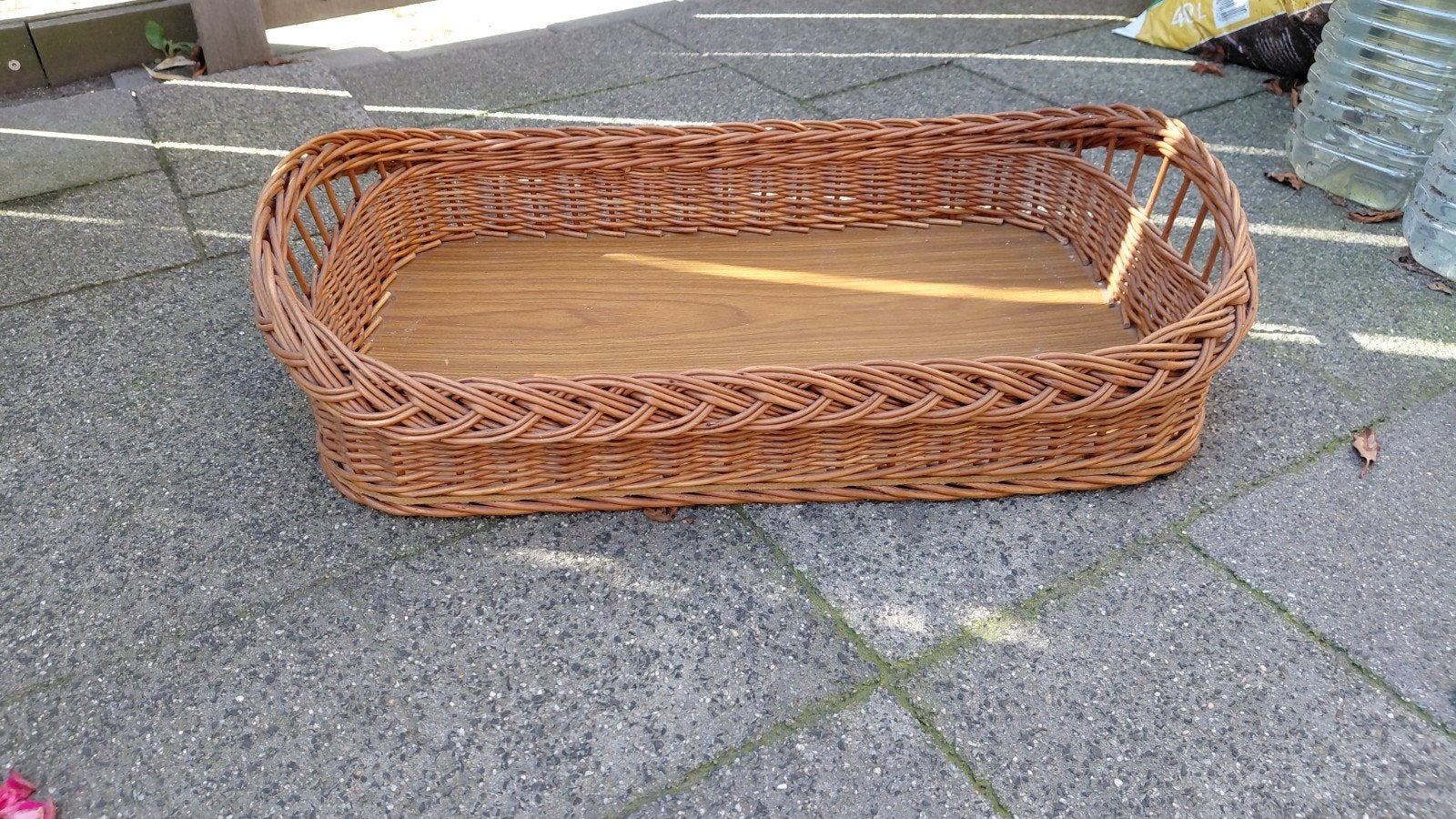 Rieten rotan mand dienblad 60x30 cm, Ophalen of Verzenden, Zo goed als nieuw, Riet