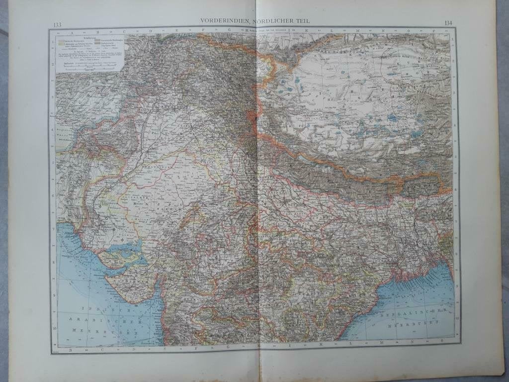 133-134 / Noord India , Tibet en Nepal. Litho uit 1899, Ophalen of Verzenden