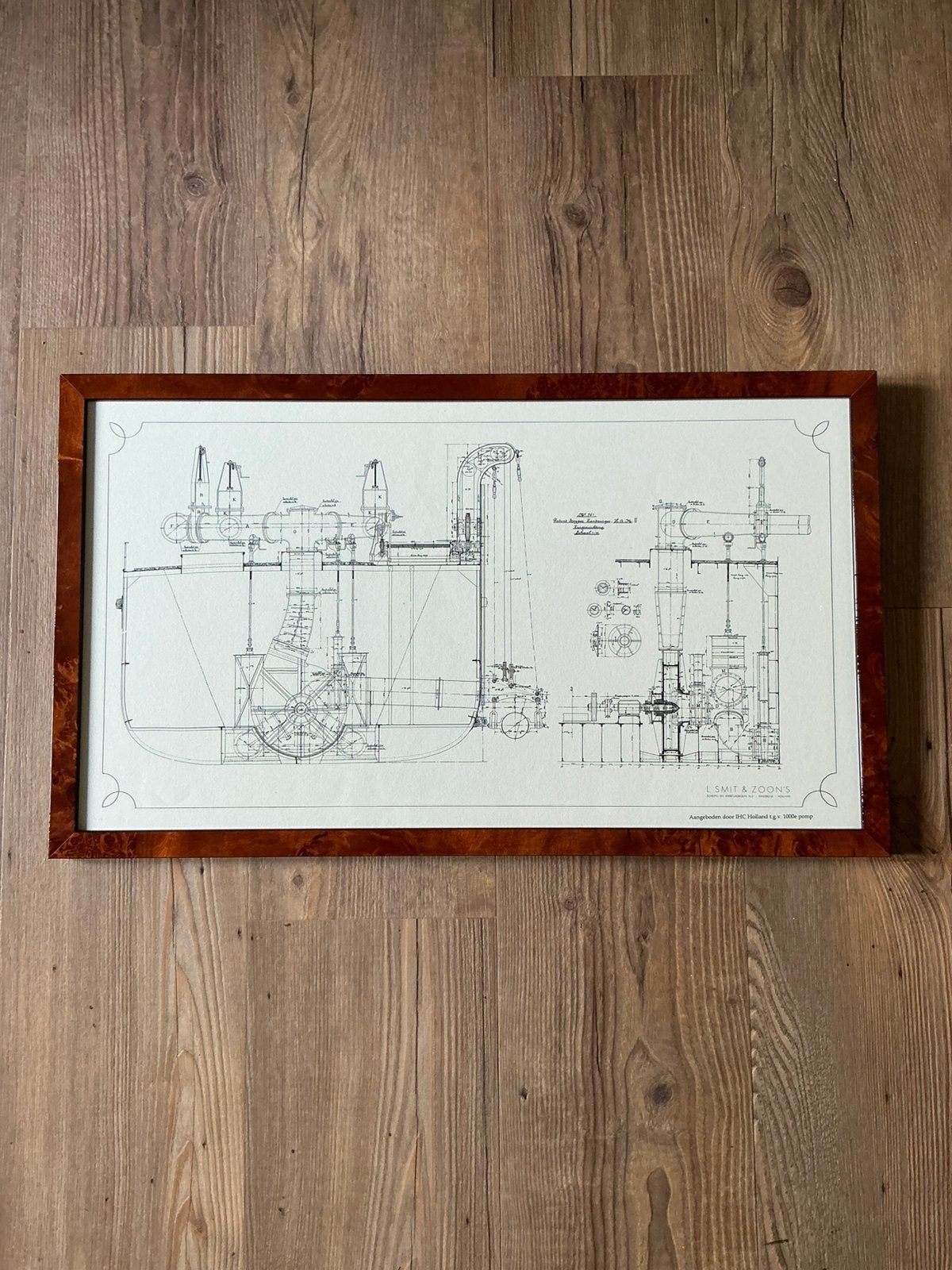 Technische tekening van een pomp van een baggerzuiger schip., Ophalen of Verzenden