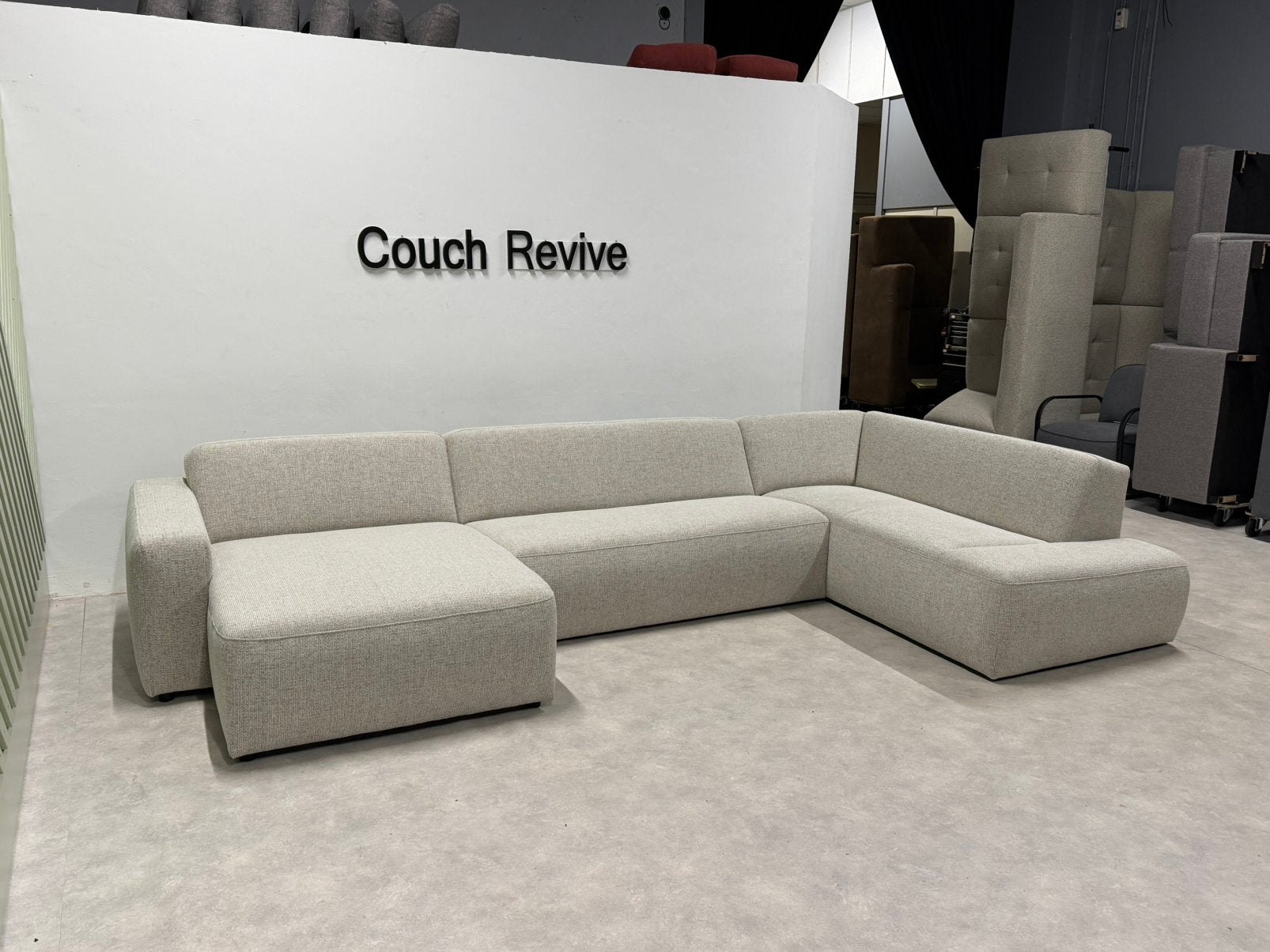 NIEUWE Beige U-bank Lenn 375x200 cm | GRATIS LEVERING, Info@couchrevive.nl, -, Couch Revive, Ophalen of Verzenden