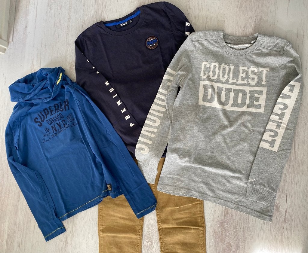 Set 3 shirts en 1 broek maat 164 jongen, Kinderen en Baby's, Ophalen of Verzenden, Gebruikt, Jongen, Setje