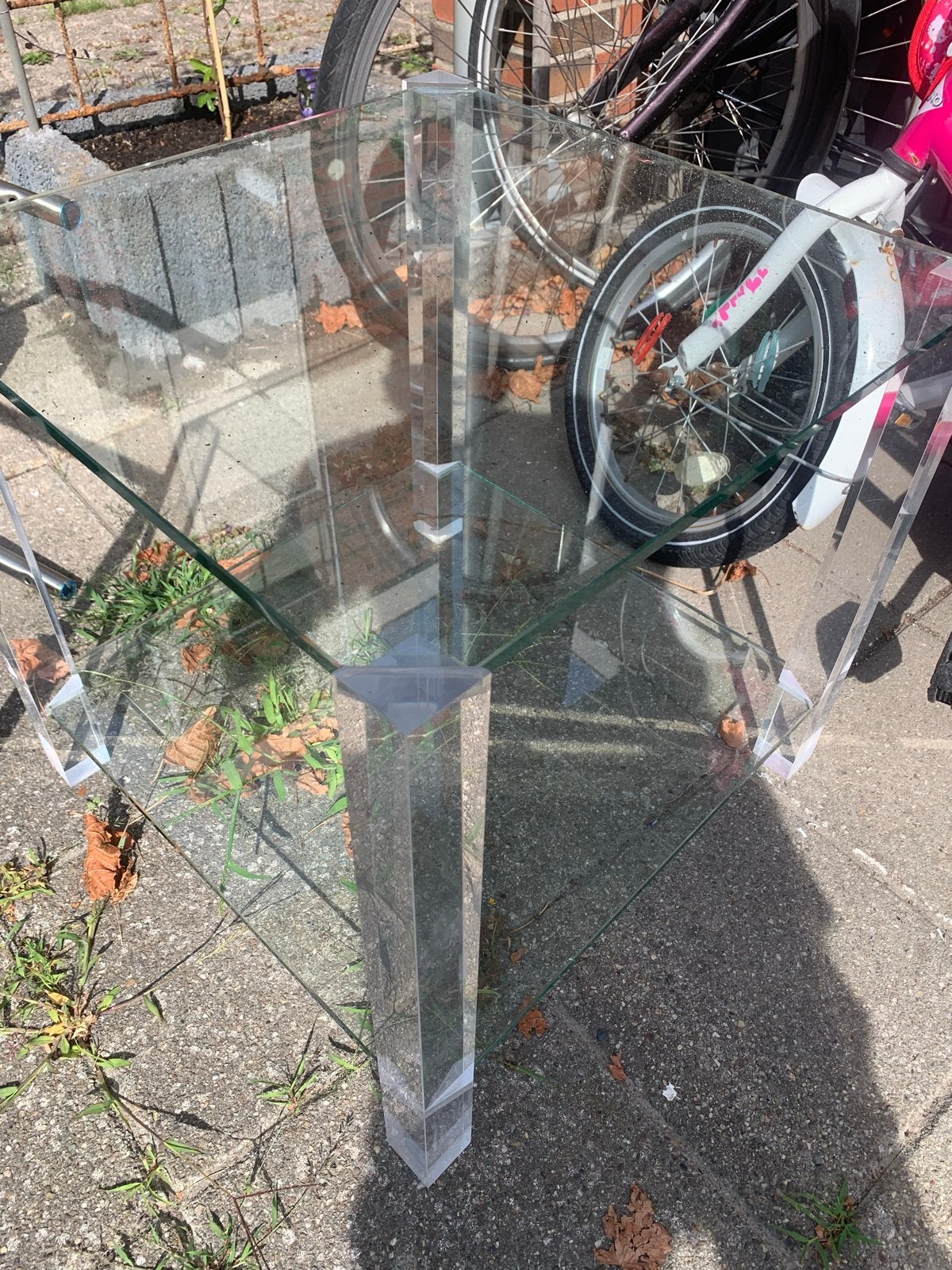Glazen bijzettafel, Minder dan 55 cm, Gebruikt, Vierkant, Glas