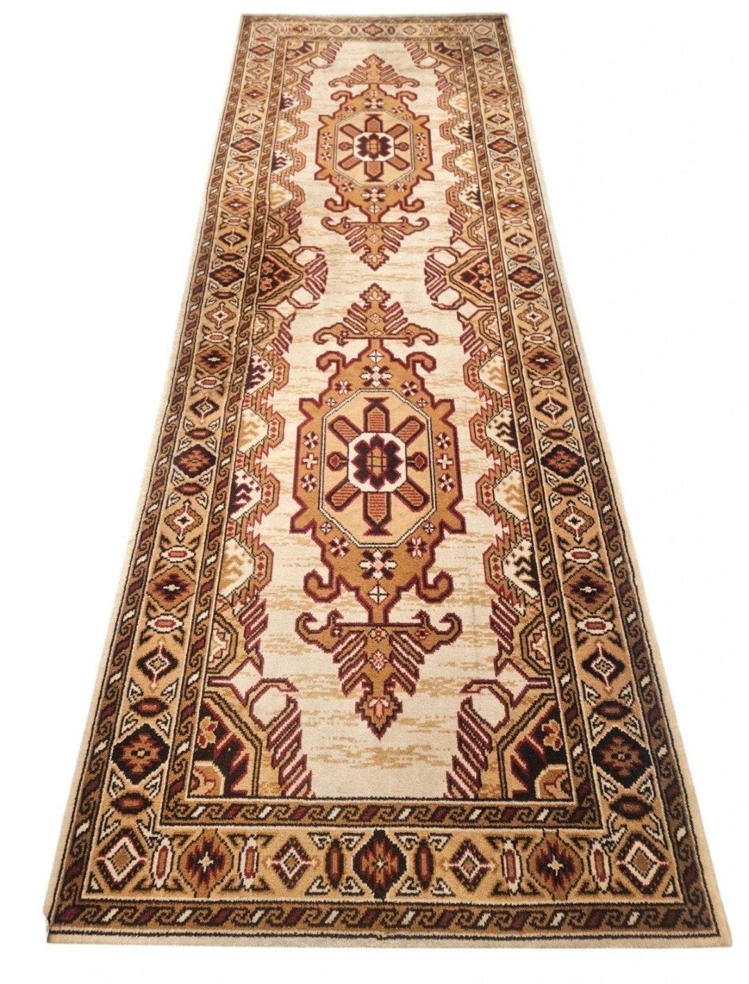 Vintage oosters wol vloerkleed loper runner crème 83x244cm