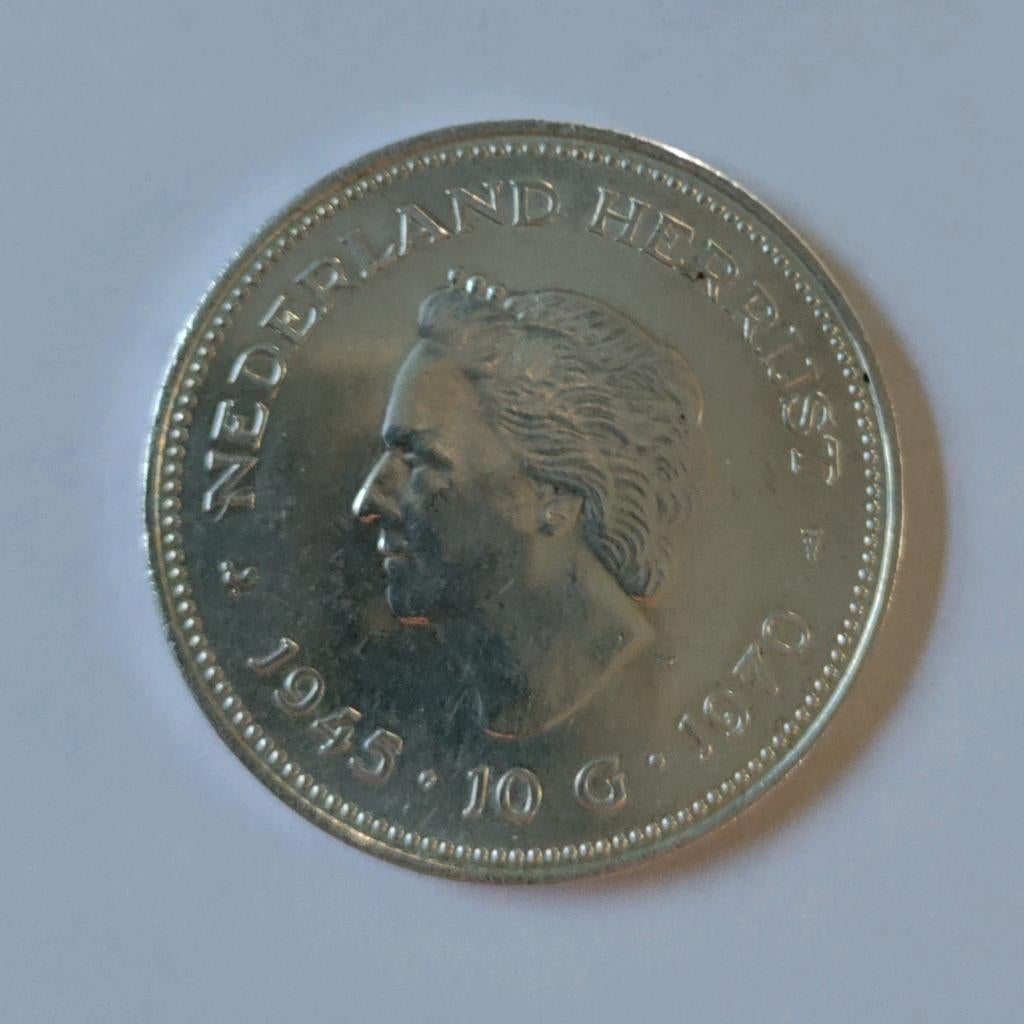 Prachtige zilveren 10 Gulden Munt Koningin Juliana 1945-1970, Koningin Juliana, Zilver, Ophalen of Verzenden, Losse munt