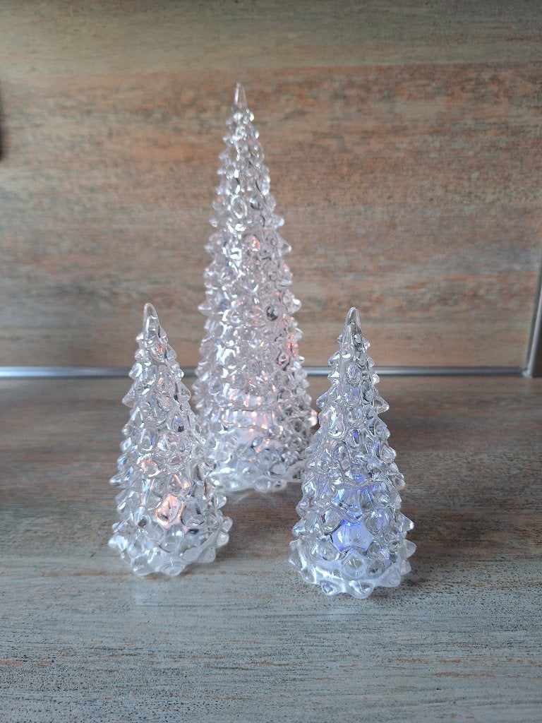 3 Kerstboompjes acryl met gekleurde verlichting Z.G.A.N, Diversen, Ophalen, Zo goed als nieuw