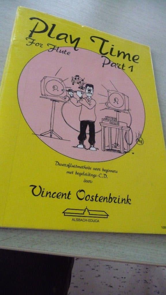 dwarsfluit boek Play time met CD, Gebruikt, Overige genres, Les of Cursus, Dwarsfluit of Piccolo