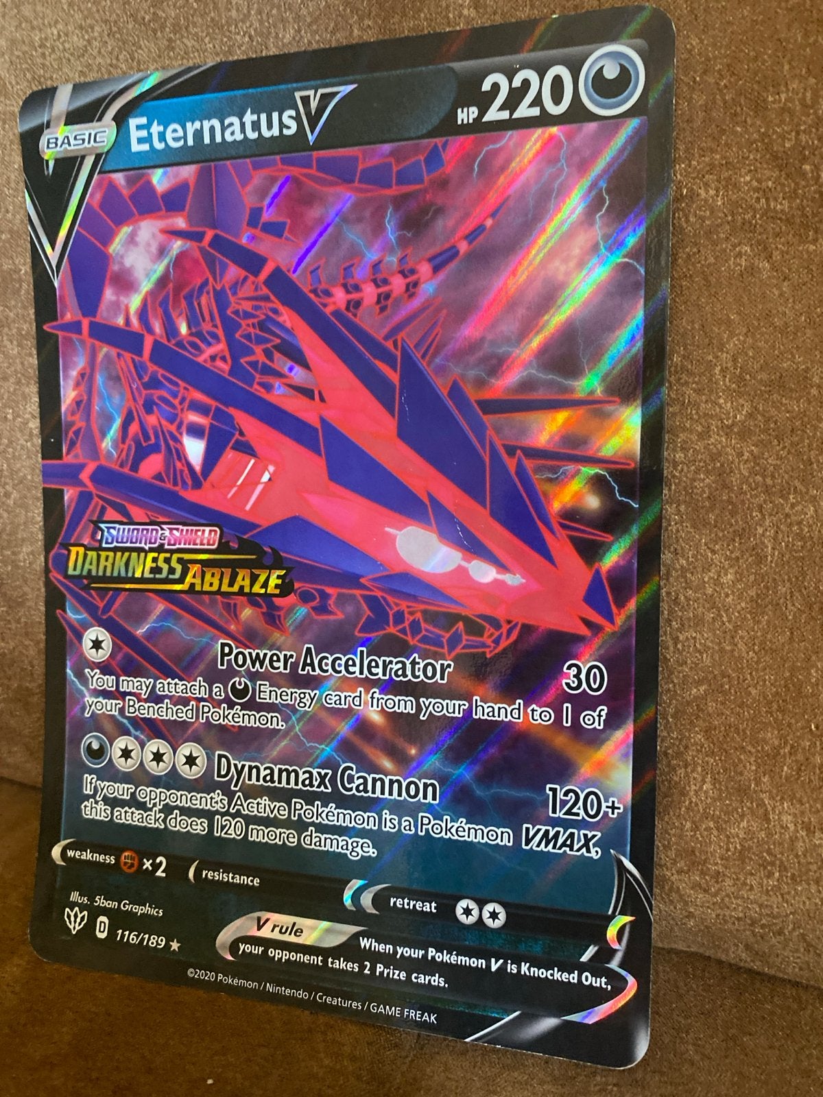 Eternatus V Pokémon Kaart - Darkness Ablaze 116/189, Ophalen of Verzenden, Zo goed als nieuw, Losse kaart