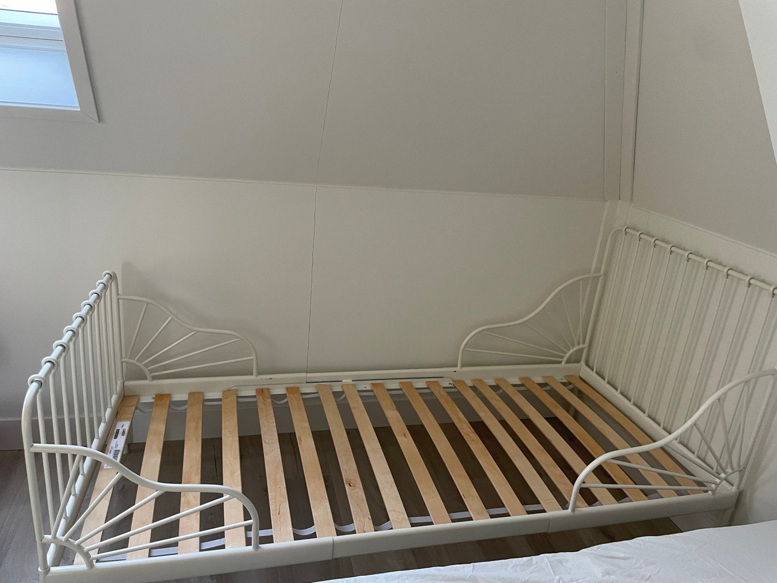 IKEA Minnen bed met lattenbodem - Wit metaal, Ophalen, Eenpersoons, Wit, 80 cm