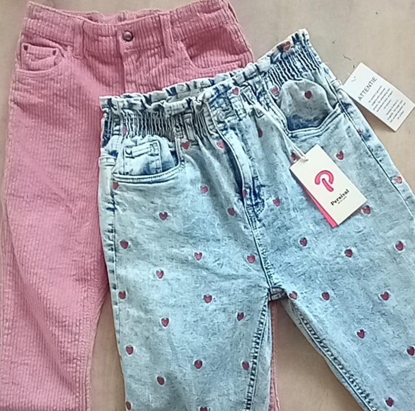 Leuke spijkerbroek met hartjes en roze ribbroek maat 152/158, Persival, Hema, Meisje, Ophalen of Verzenden, Zo goed als nieuw
