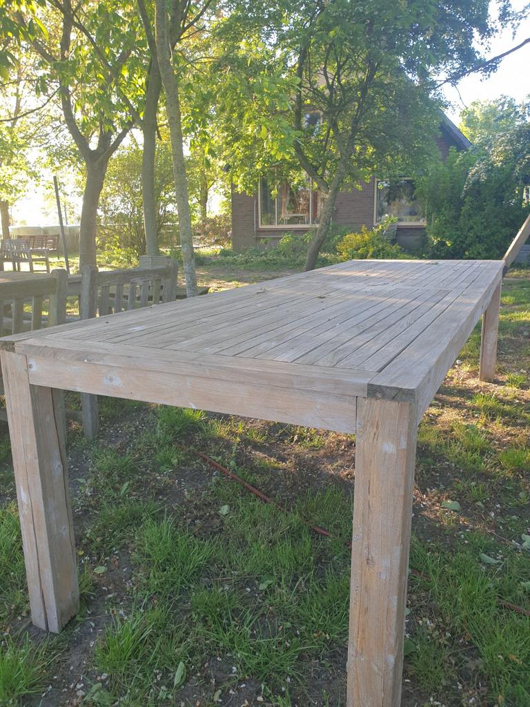 Grote Teakhouten Tuintafel 300x100x78 cm, Ophalen