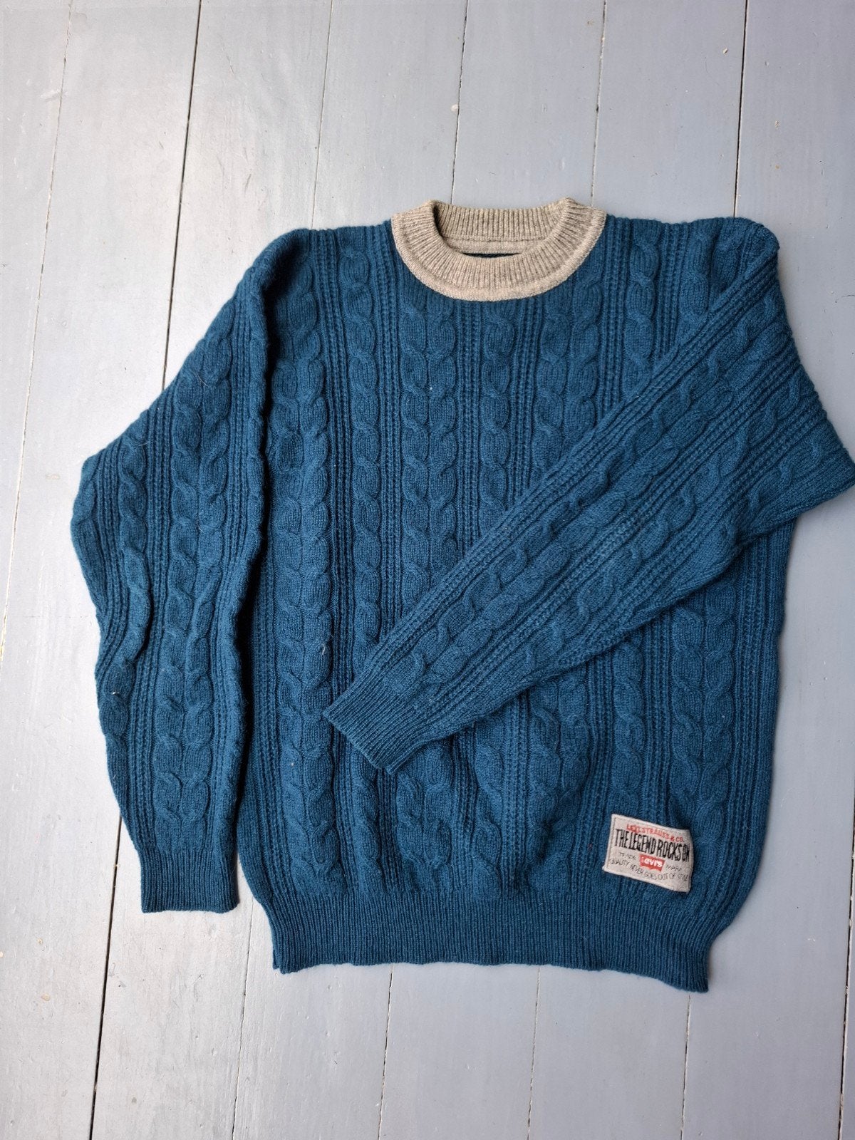 Trui Levi's blauw 100% wol unisex, Blauw, Maat 42/44 (L), Ophalen of Verzenden, Zo goed als nieuw