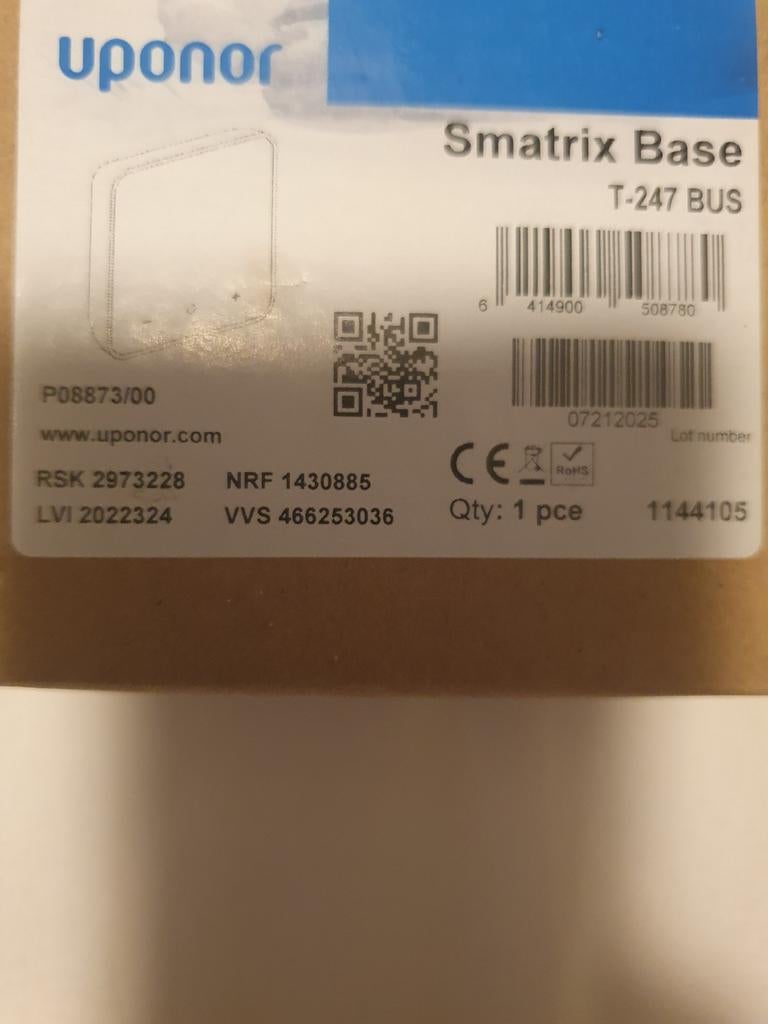 Uponor Smatrix Base thermostaat, Ophalen of Verzenden, Nieuw