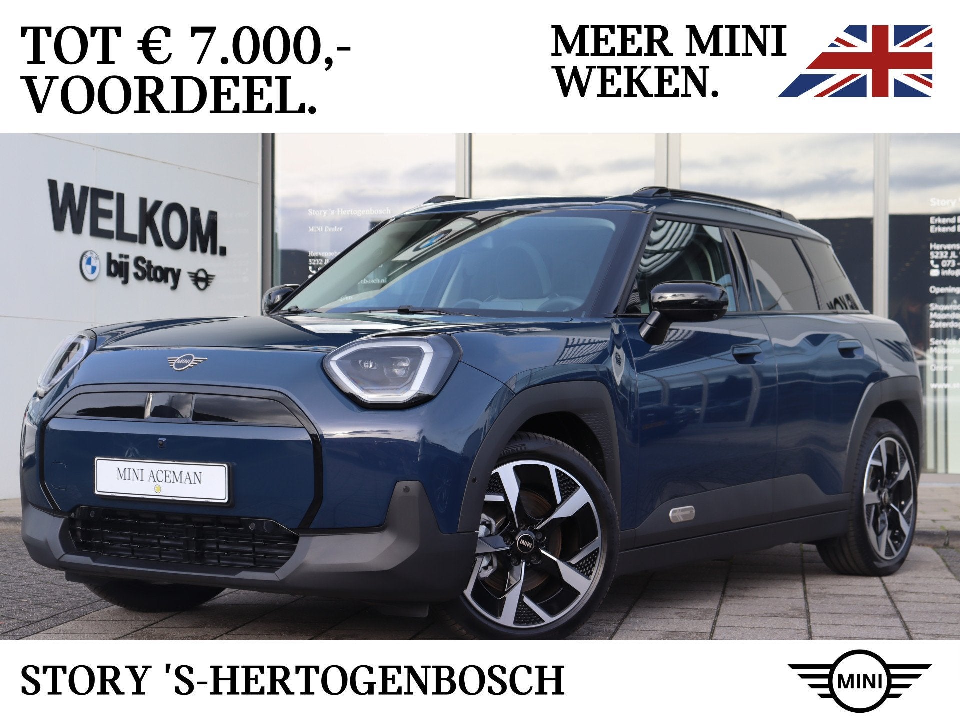 MINI Aceman E / Classic / Pakket L / 18 inch Slide Spoke 2-t, Auto's, Stof, Lane Departure Warning, Blauw, Aceman