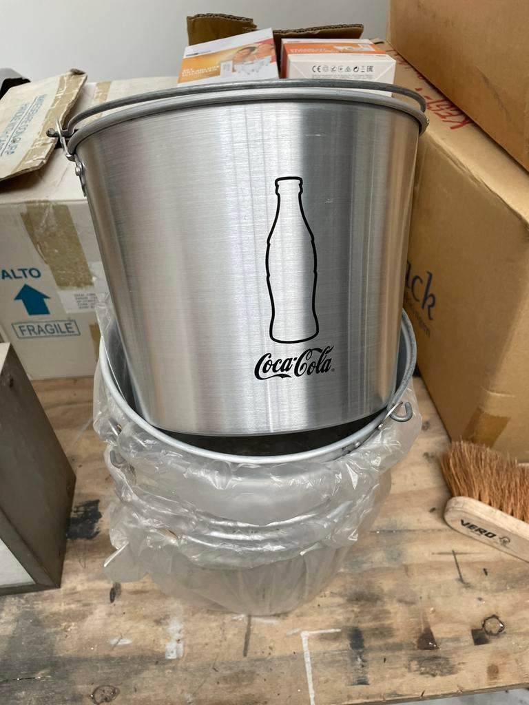 9x Coca cola metalen emmers, Ophalen of Verzenden, Zo goed als nieuw, Gebruiksvoorwerp