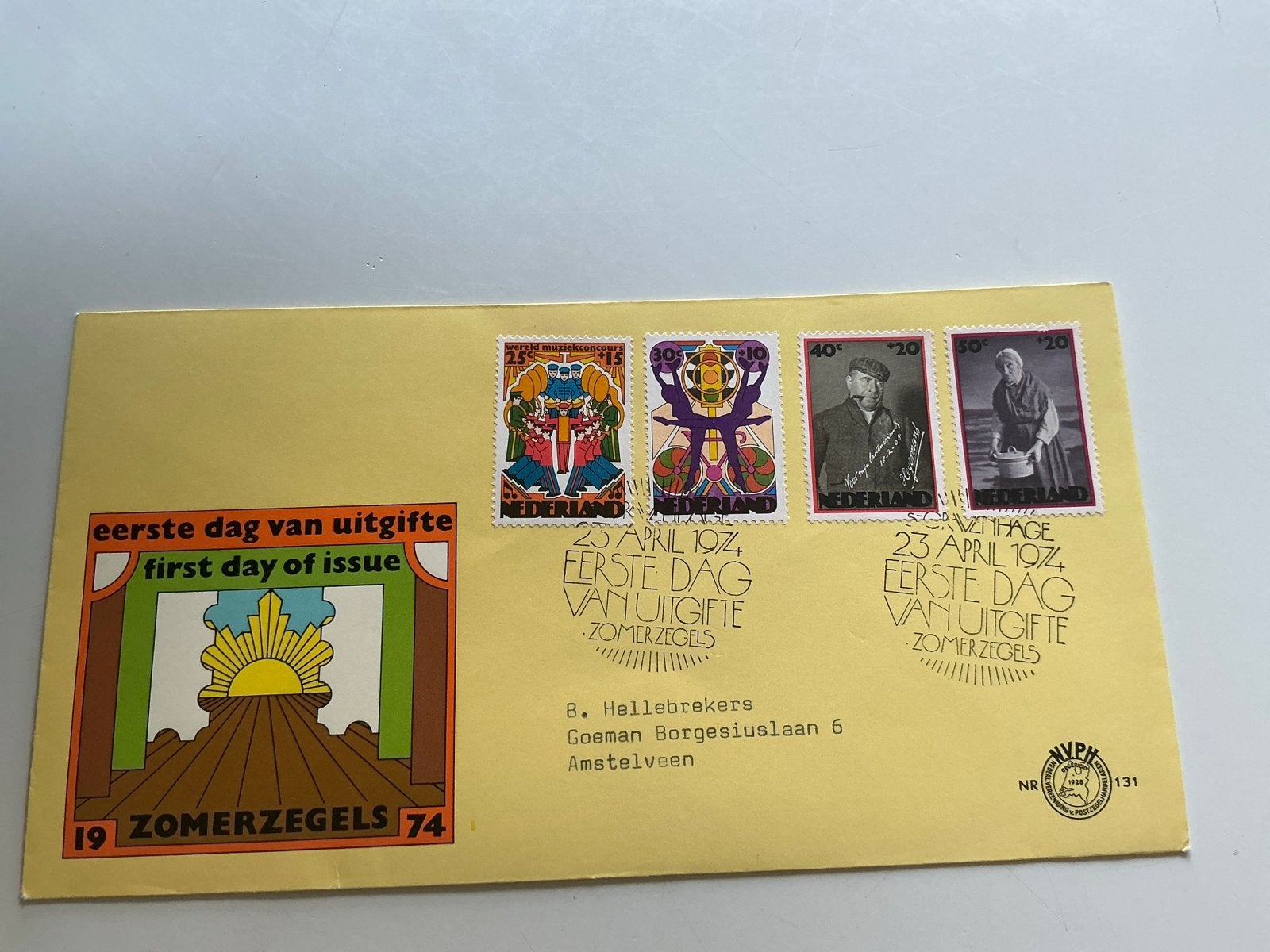 Zomerzegels 1974 Eerste Dag van Uitgifte envelop, Postzegels en Munten, Postzegels | Eerstedagenveloppen, Ophalen of Verzenden