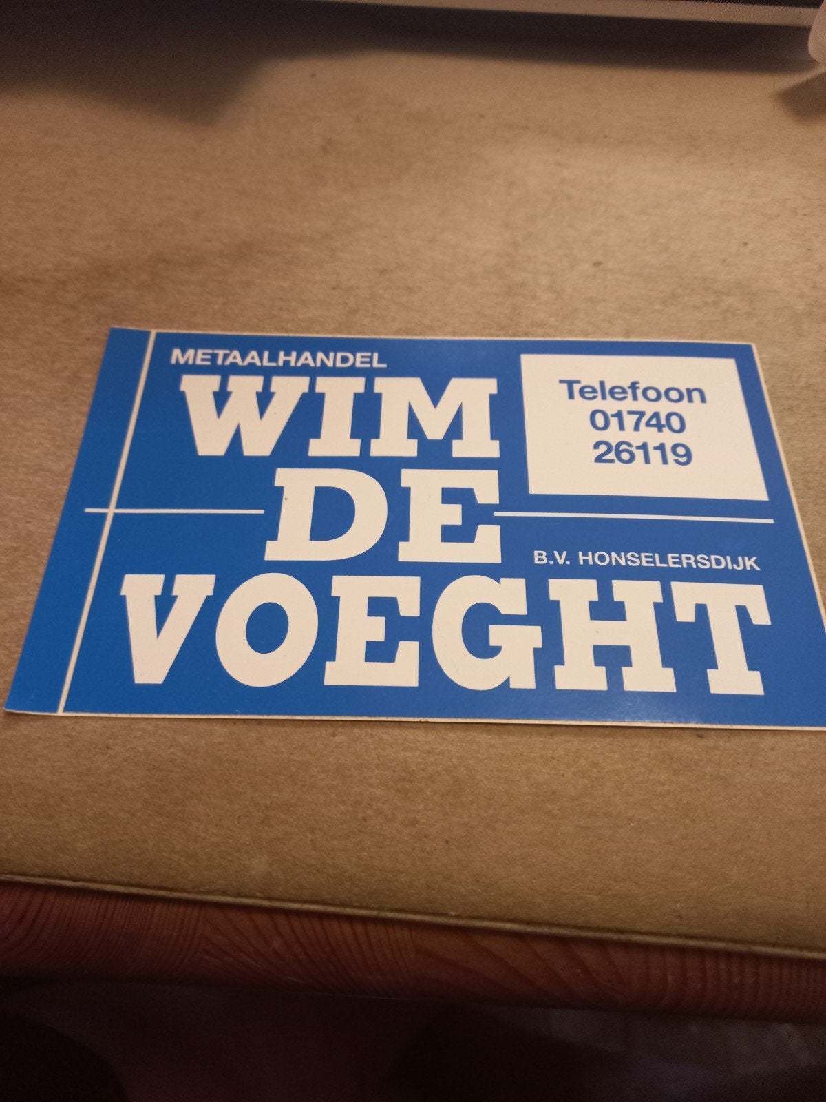 Vintage Metaalhandel Wim de Voeght Reclamesticker, Verzamelen, Ophalen of Verzenden, Gebruikt